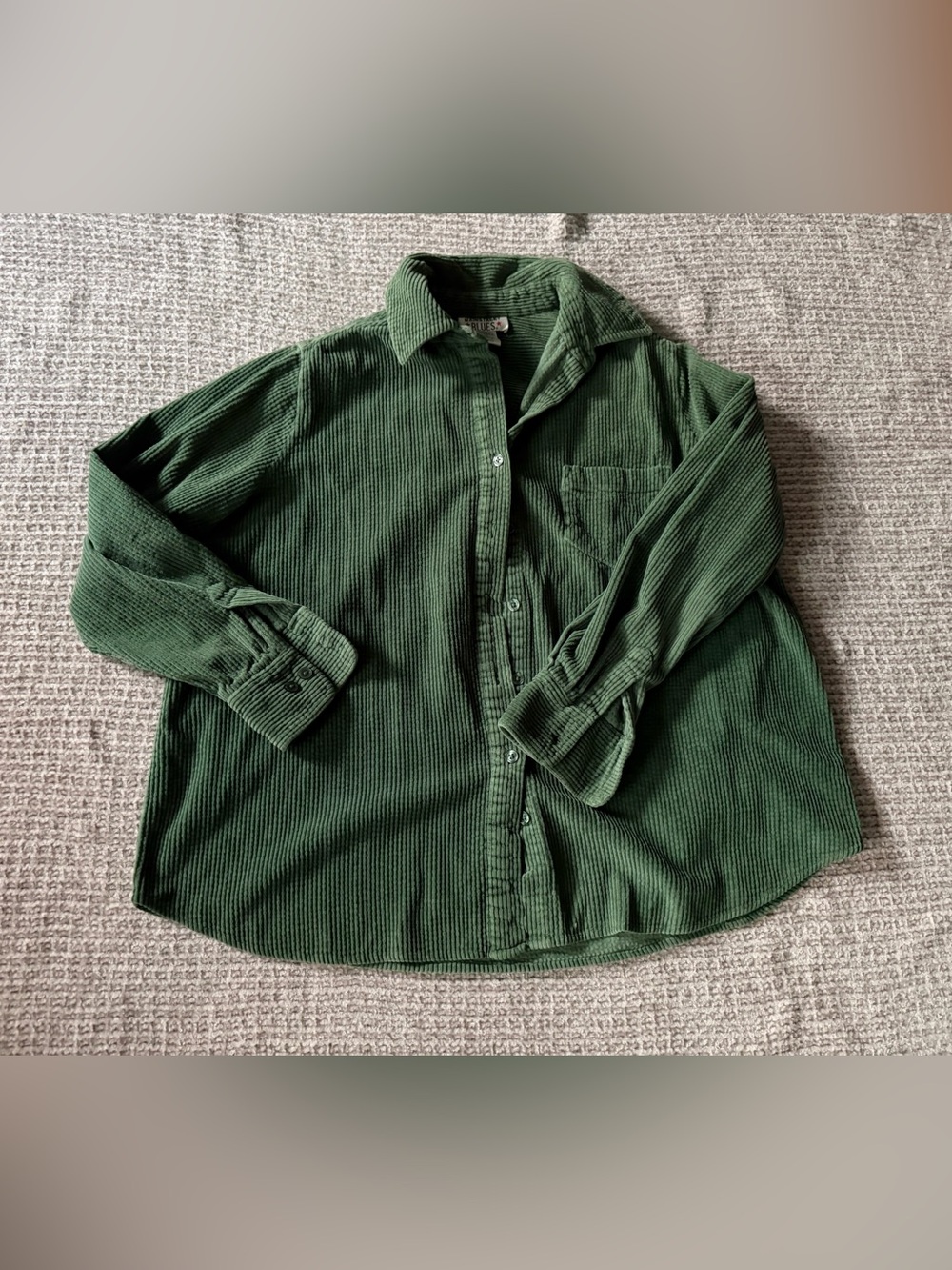 Main Street Blues Men's Green Corduroy Button-Down Shirt - Casual Long Sleeve